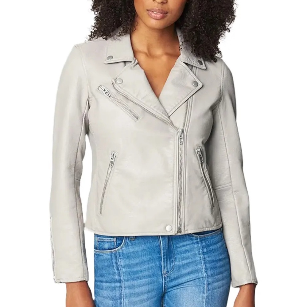 Marrakech Faux Leather Stylish Women's Light Gray Leather Jacket